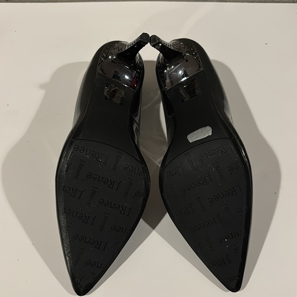 J. Renee’ Maressa Smoke Gray Patent Leather Ornate Heel Pointed Toe Pump - Sz 6 - Picture 9 of 9